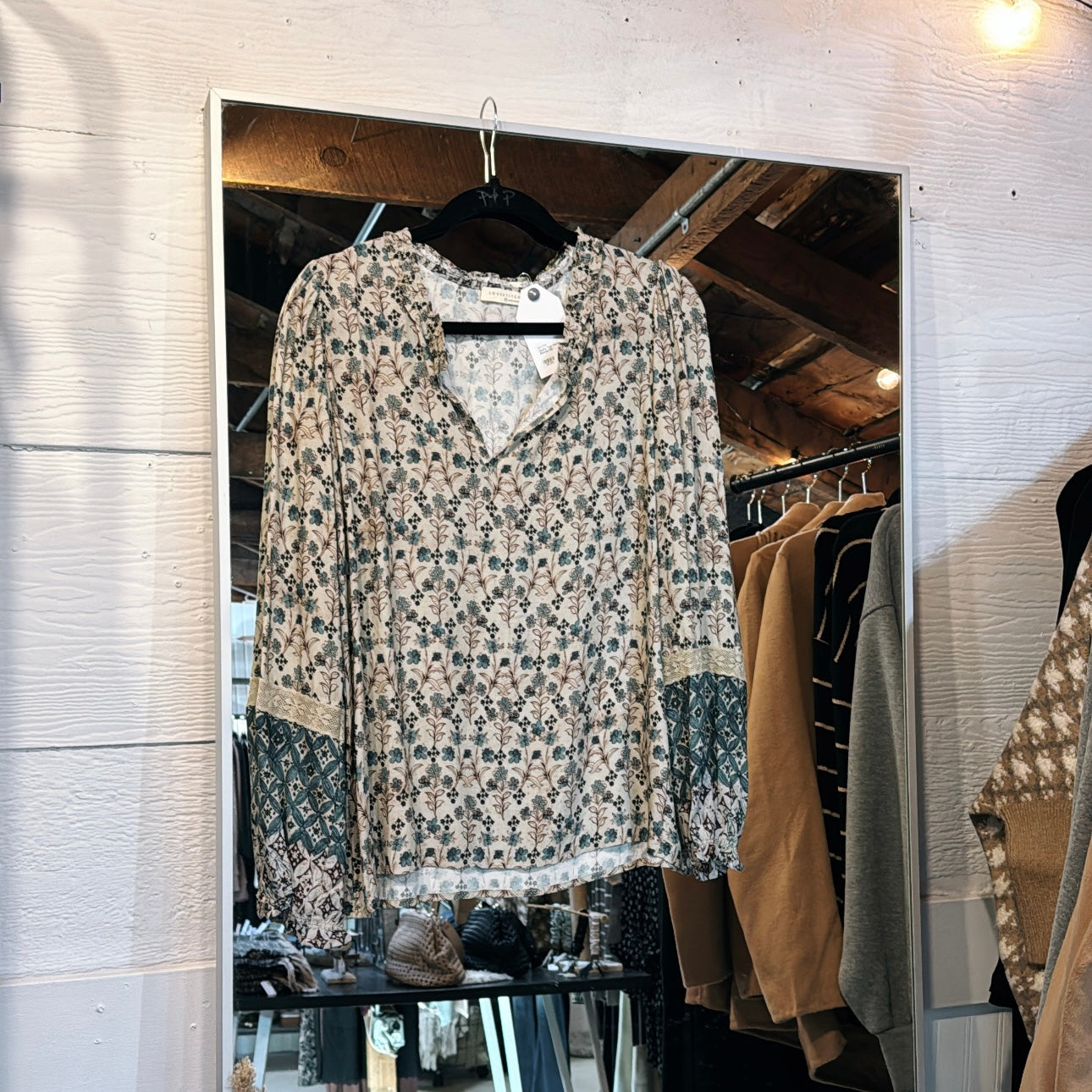 Dusty Teal Floral Blouse