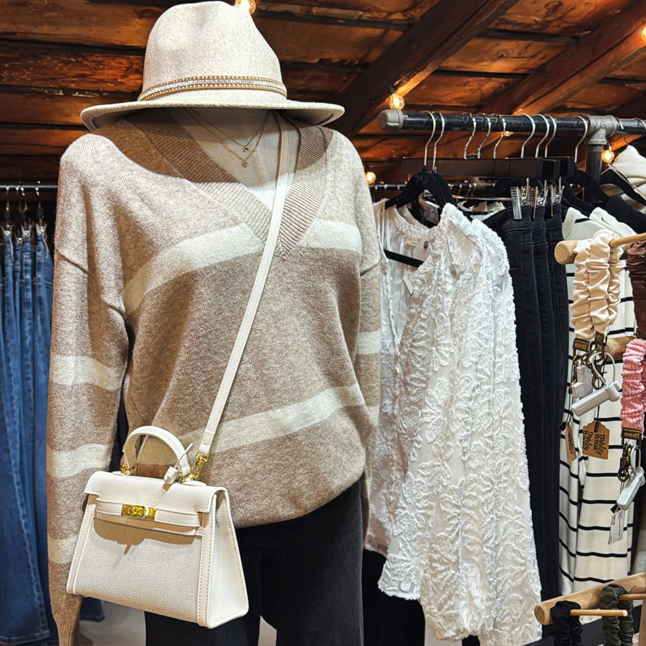 Taupe/Oat Striped Sweater