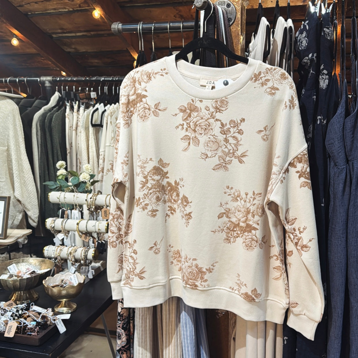 Cream/Brown Floral Sweatshirt