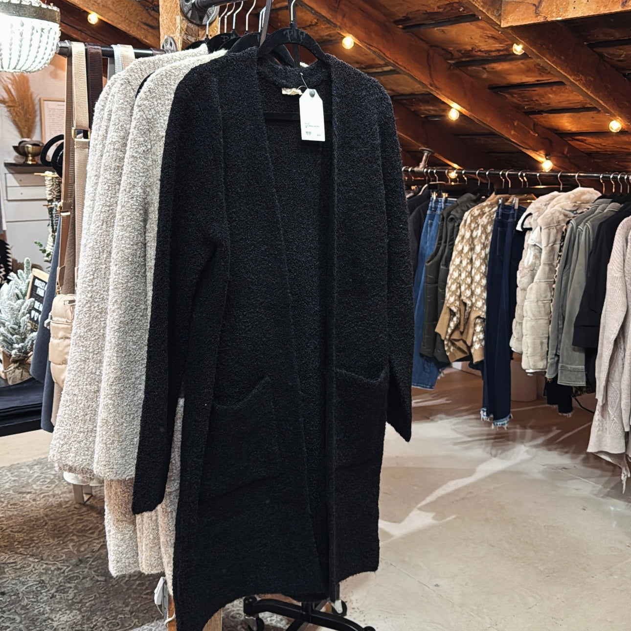 Luxe Boucle Cardigan - Black