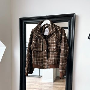 Brown Tweed Bomber Jacket