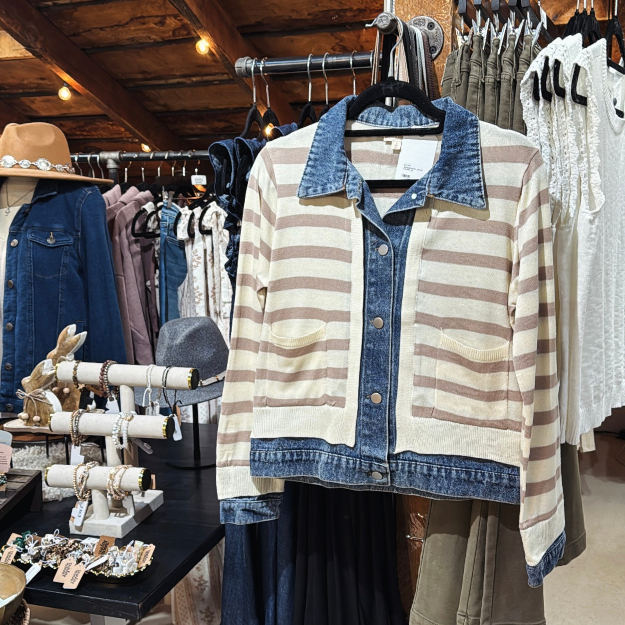 Stripe & Denim Jacket