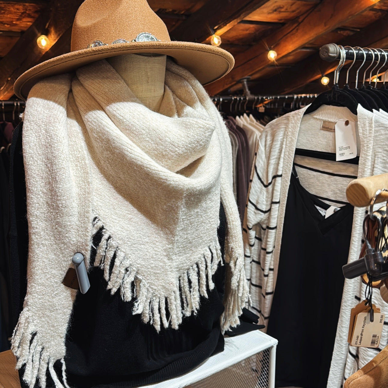 Knit/Fringe Triangle Scarf