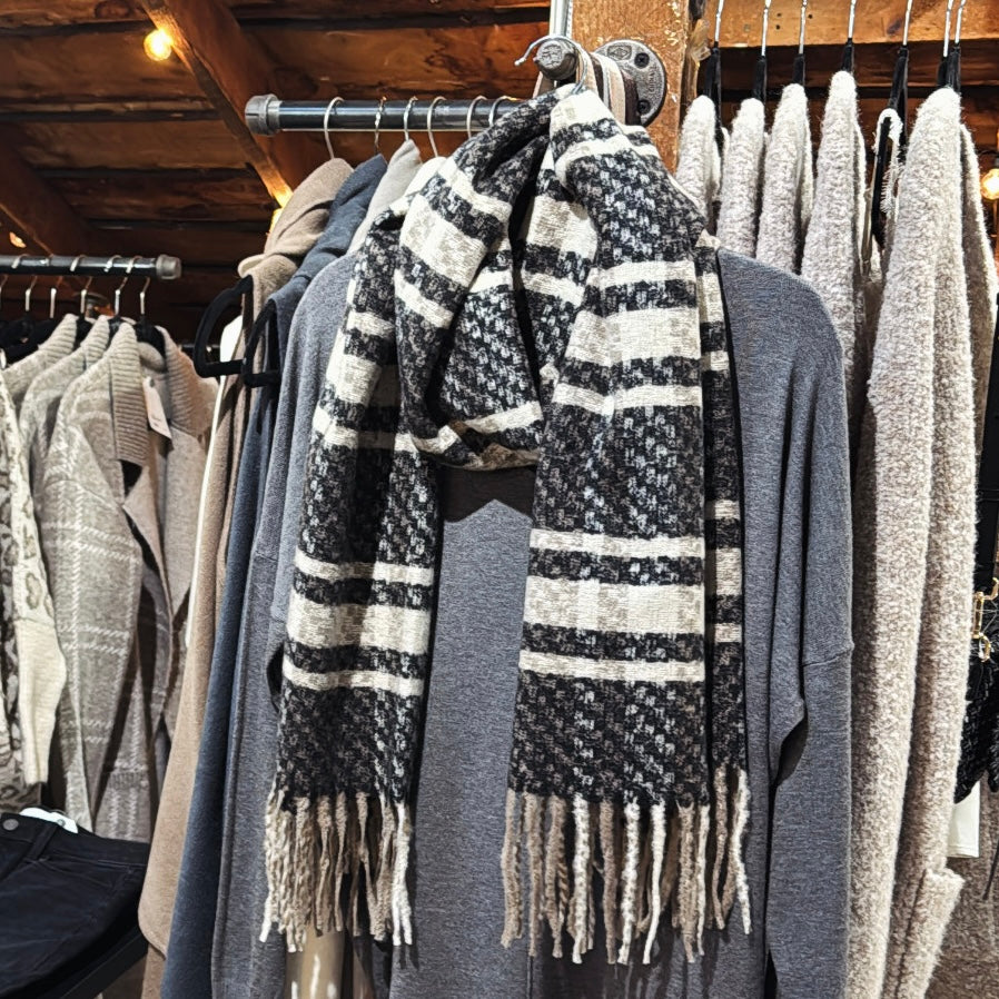 BLK/White/Taupe Scarf