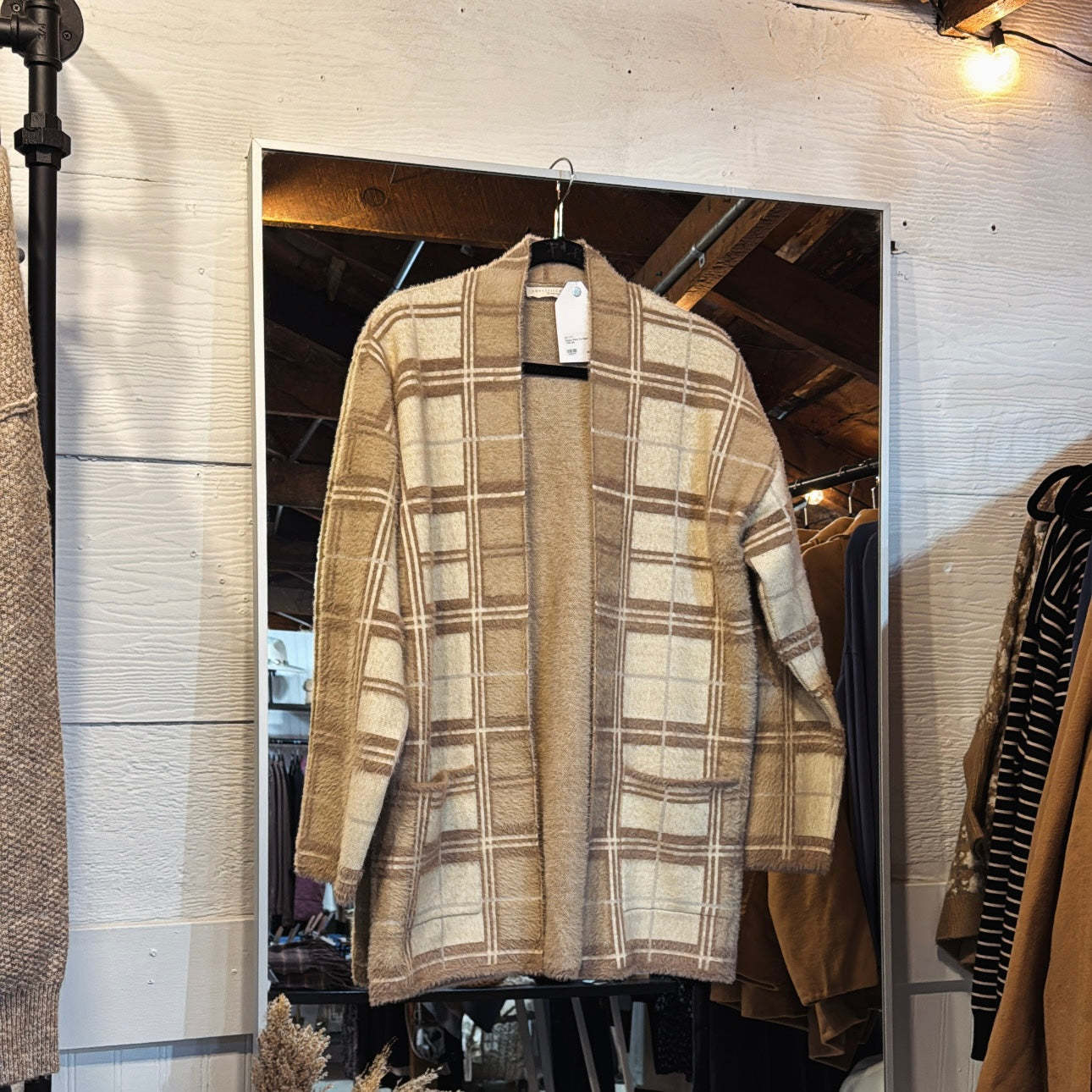 Fuzzy Plaid Cardigan