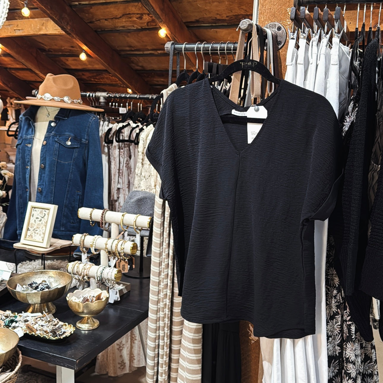 Vneck Rolled Sleeve Top
