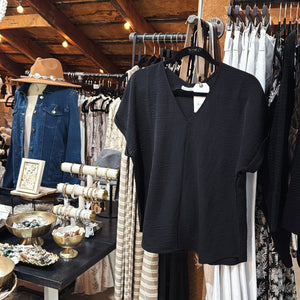 Vneck Rolled Sleeve Top