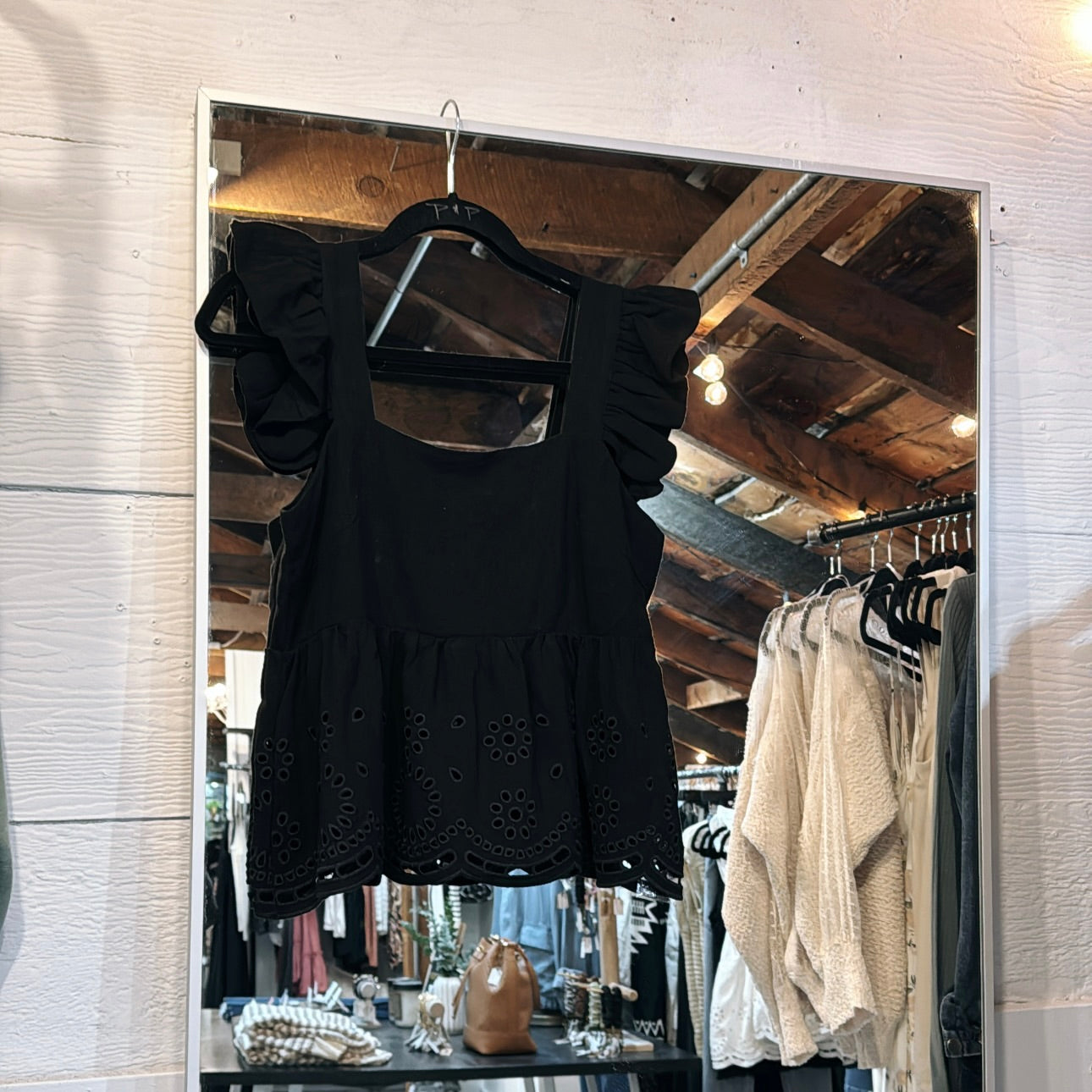 Eyelet&Peplum Top