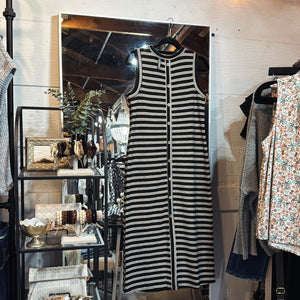 ButtonBack Striped Dress - BLK