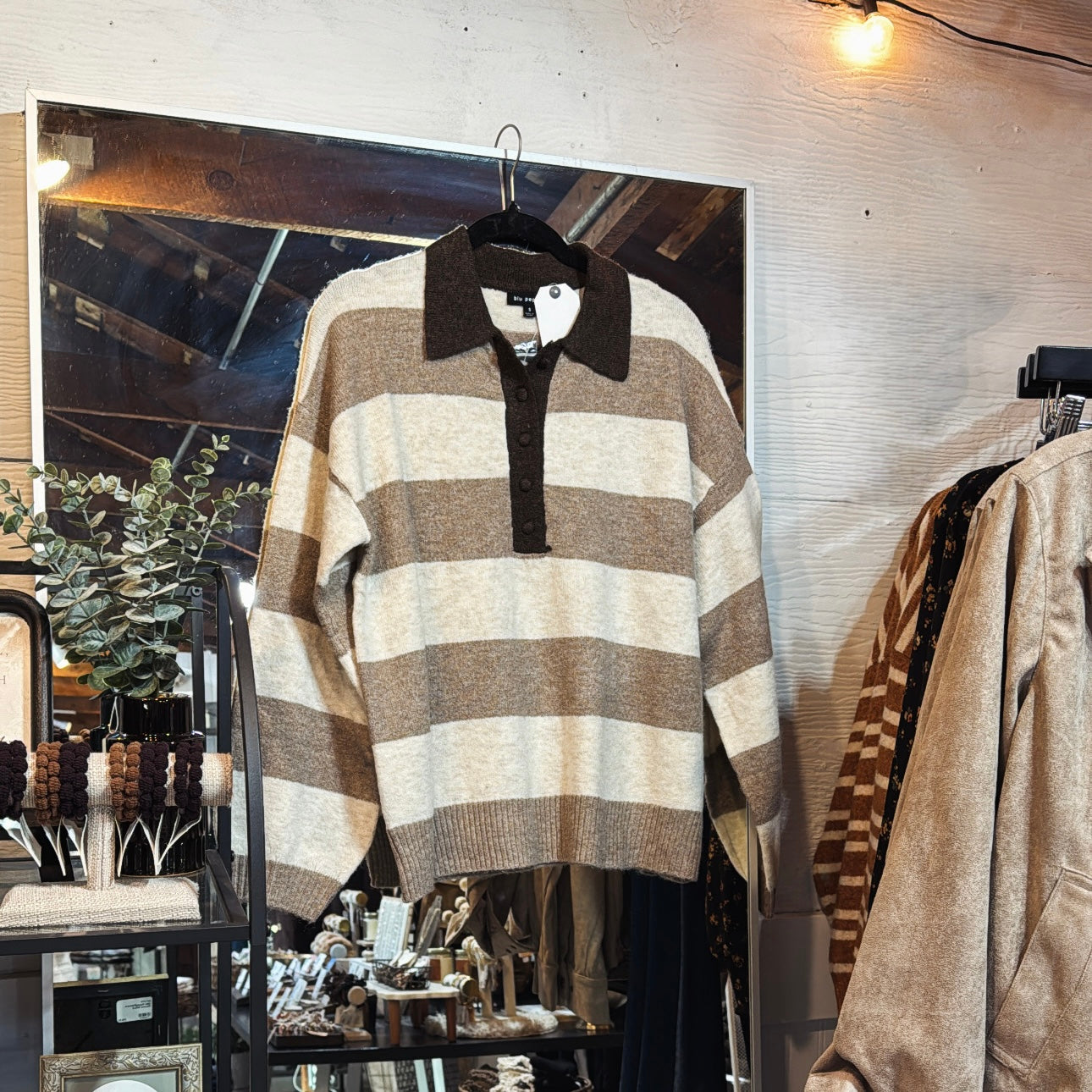 Heathered PoloCollar Sweater