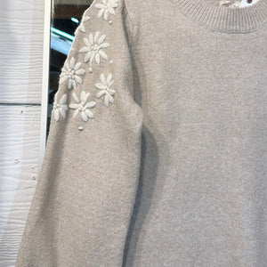 Embroidered Sleeve Sweater