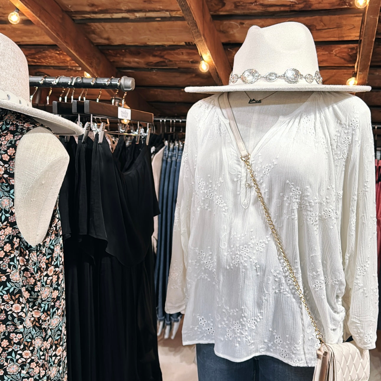 EMB & Shirred Blouse