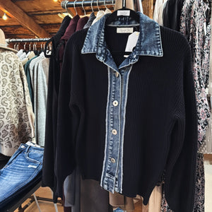 Denim Contrast Cardigan