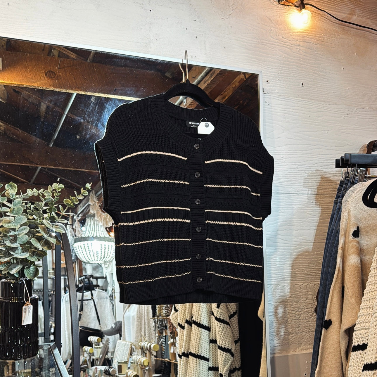 Blk/Taupe SS Sweater