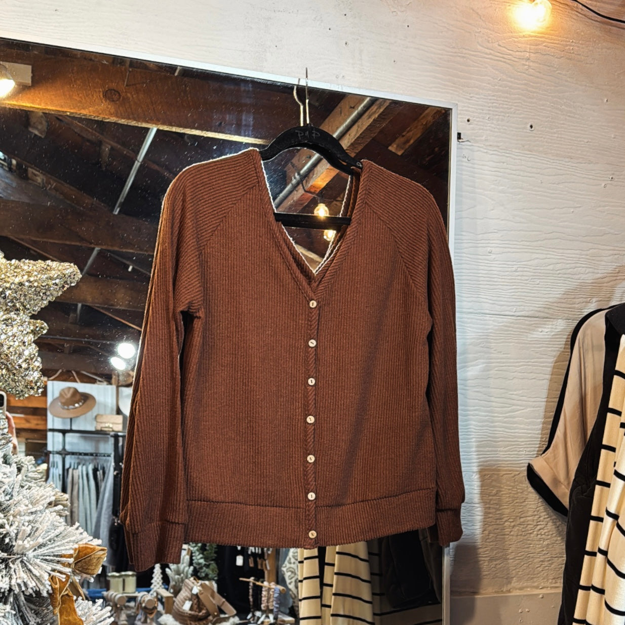 Ribbed Coco Vneck Cardigan