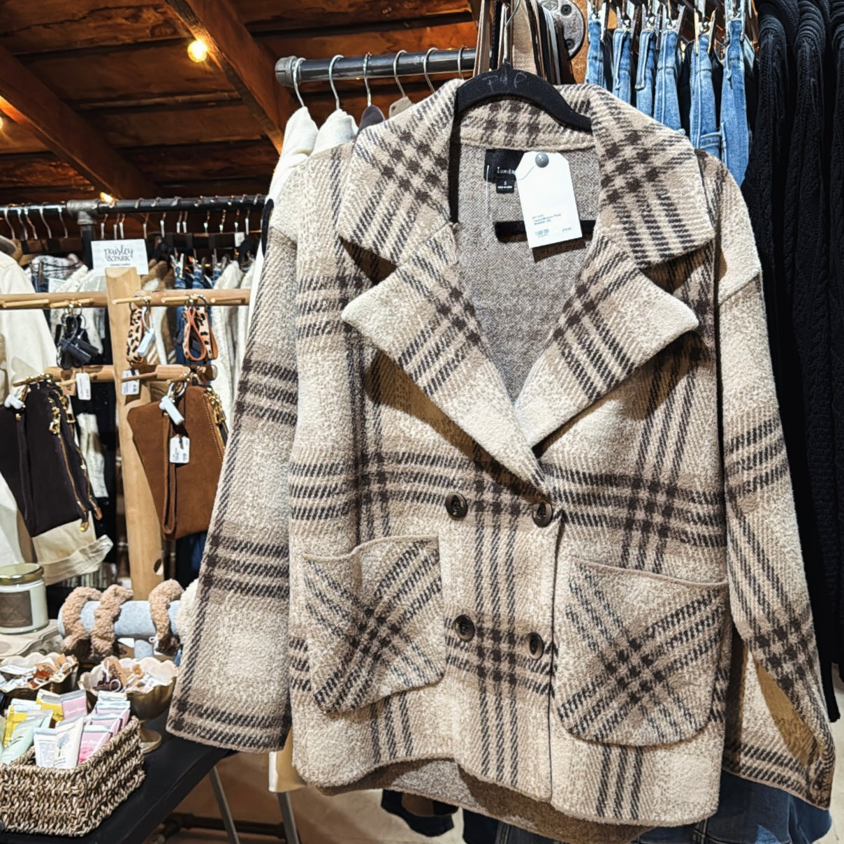Taupe/Brown Plaid Shacket