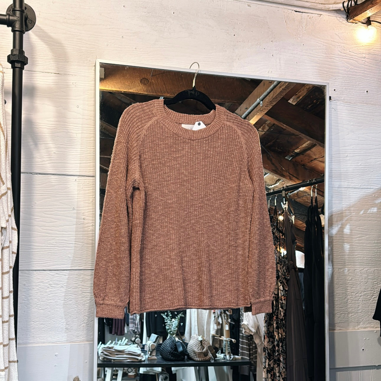 Woven Balloon Sleeve Sweater