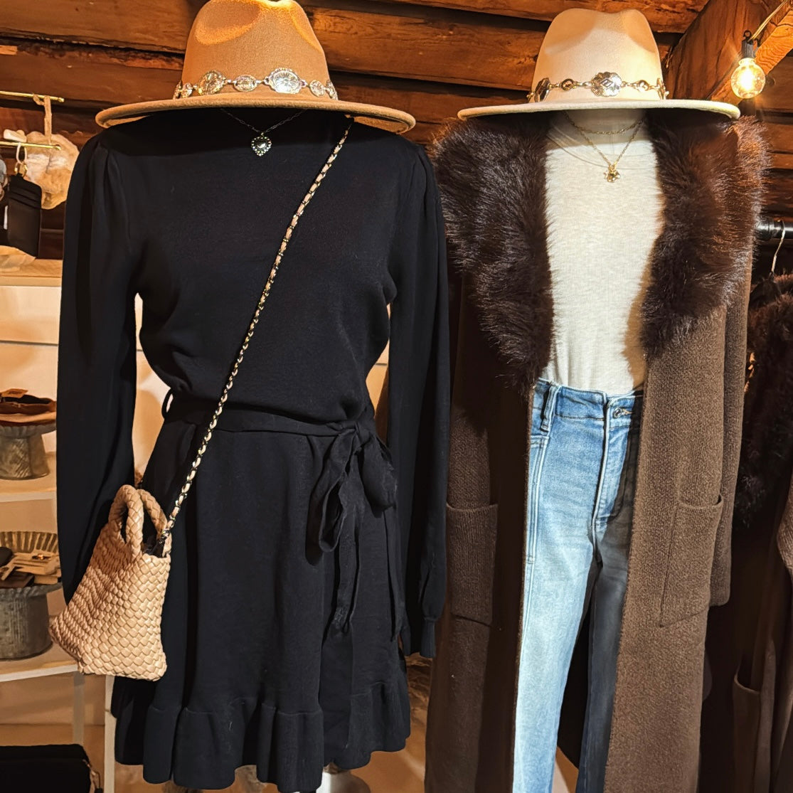 RuffledHem Sweater Dress