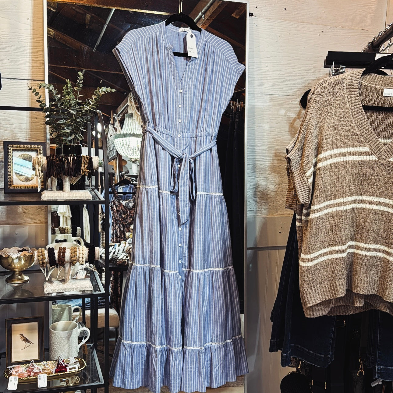 Tiered Striped Maxi Dress