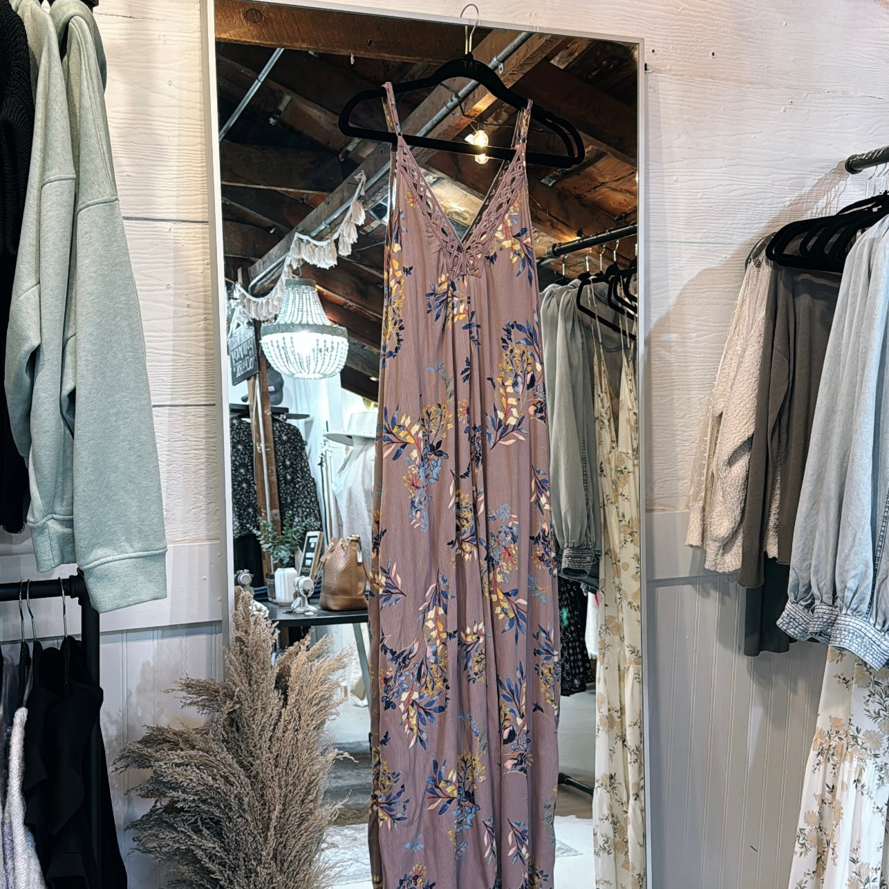 VintageFloral Mauve Dress