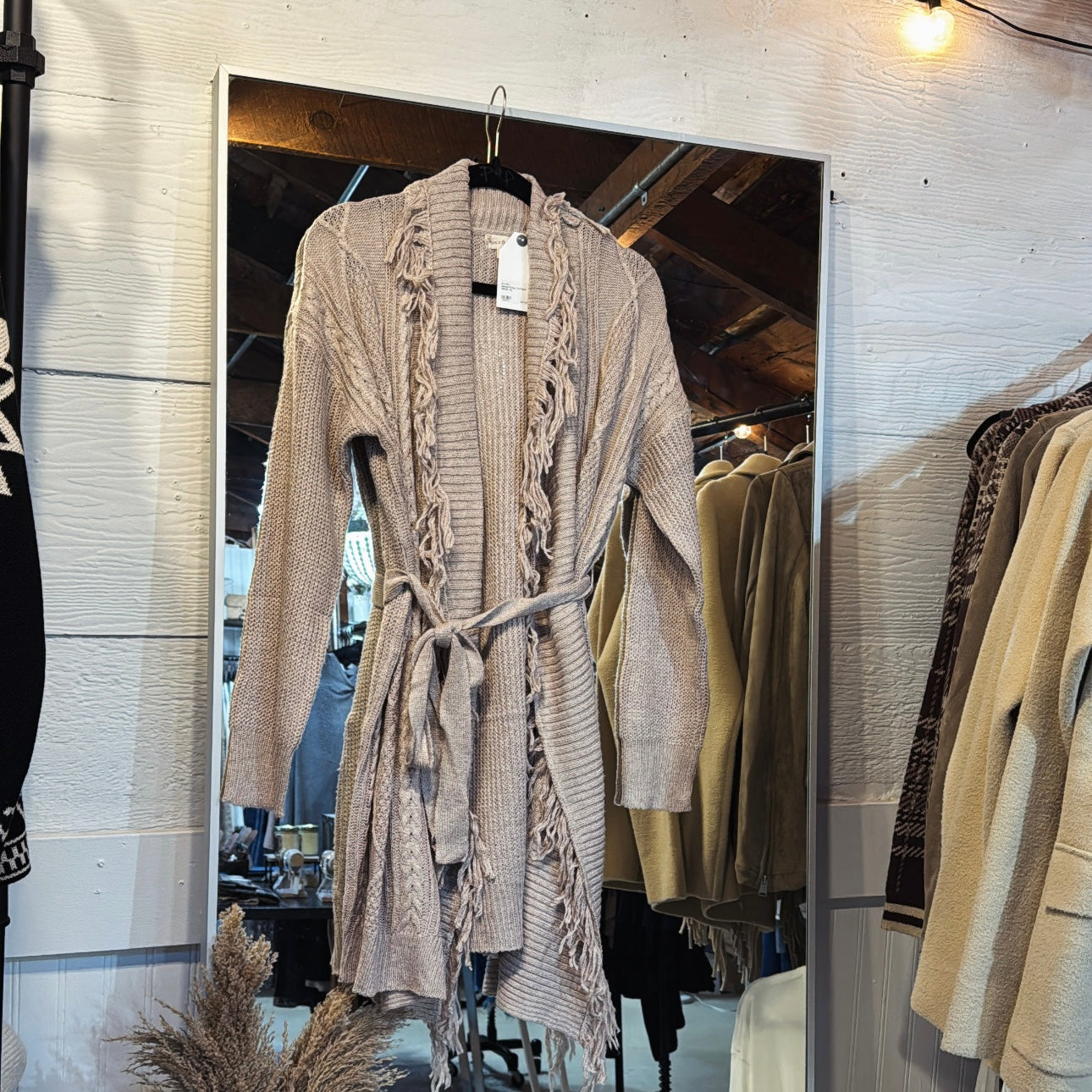 Belted Fringe Cardigan