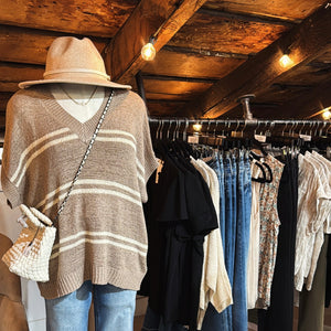 Taupe/Cream Striped SS Sweater