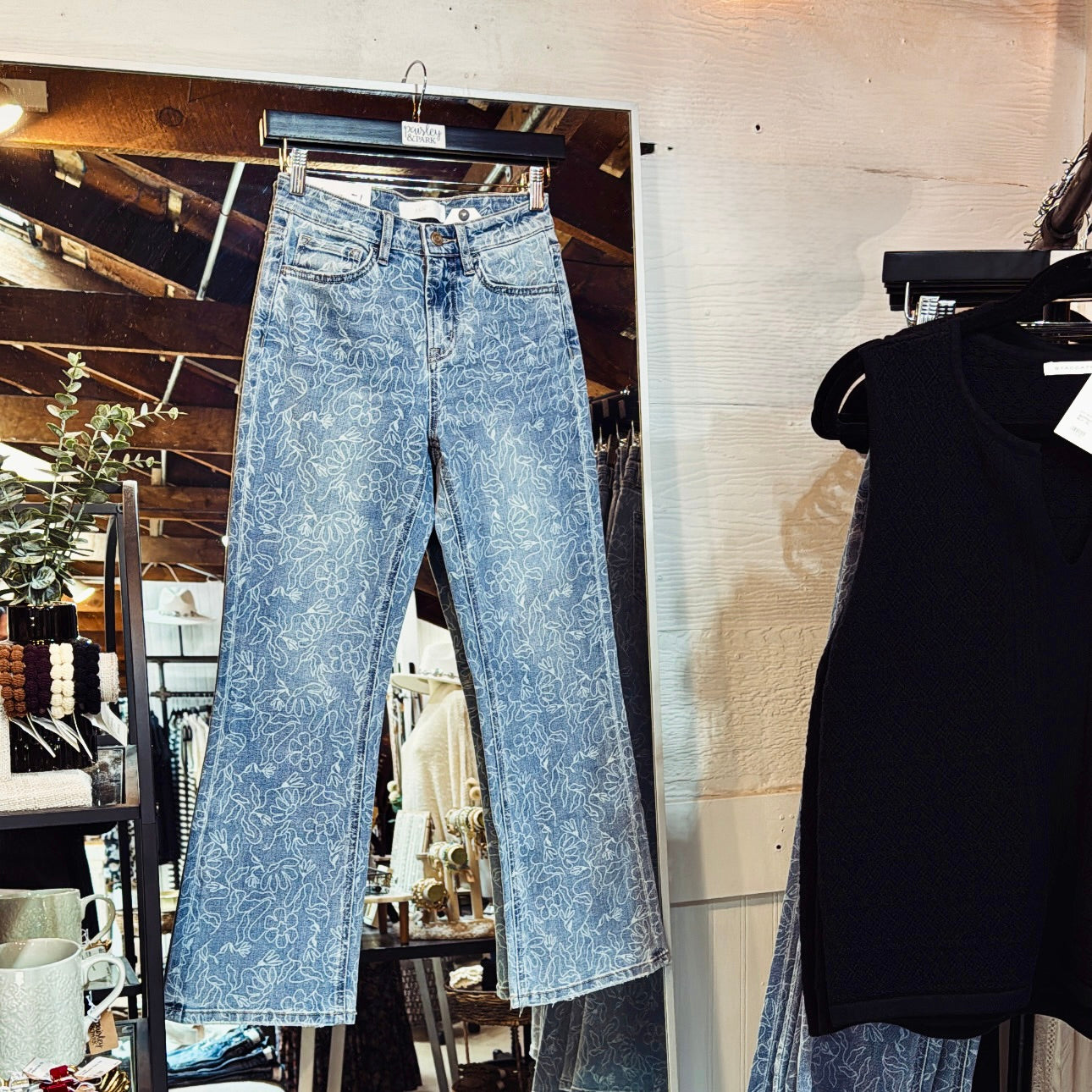 Floral Crop Flare Jeans