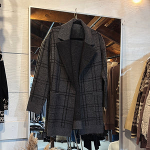 Plaid Lapel Cardigan