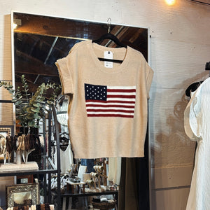 SS Knit USA Flag Top