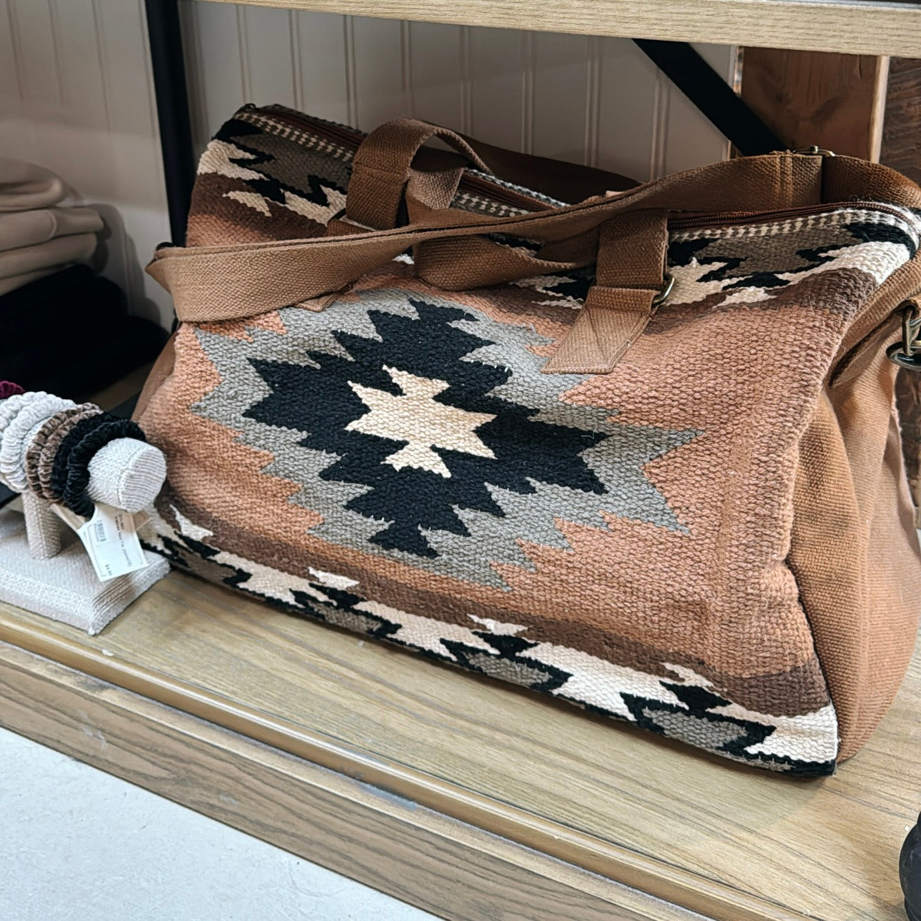 Aztec Cotton Duffel Bag - Camel