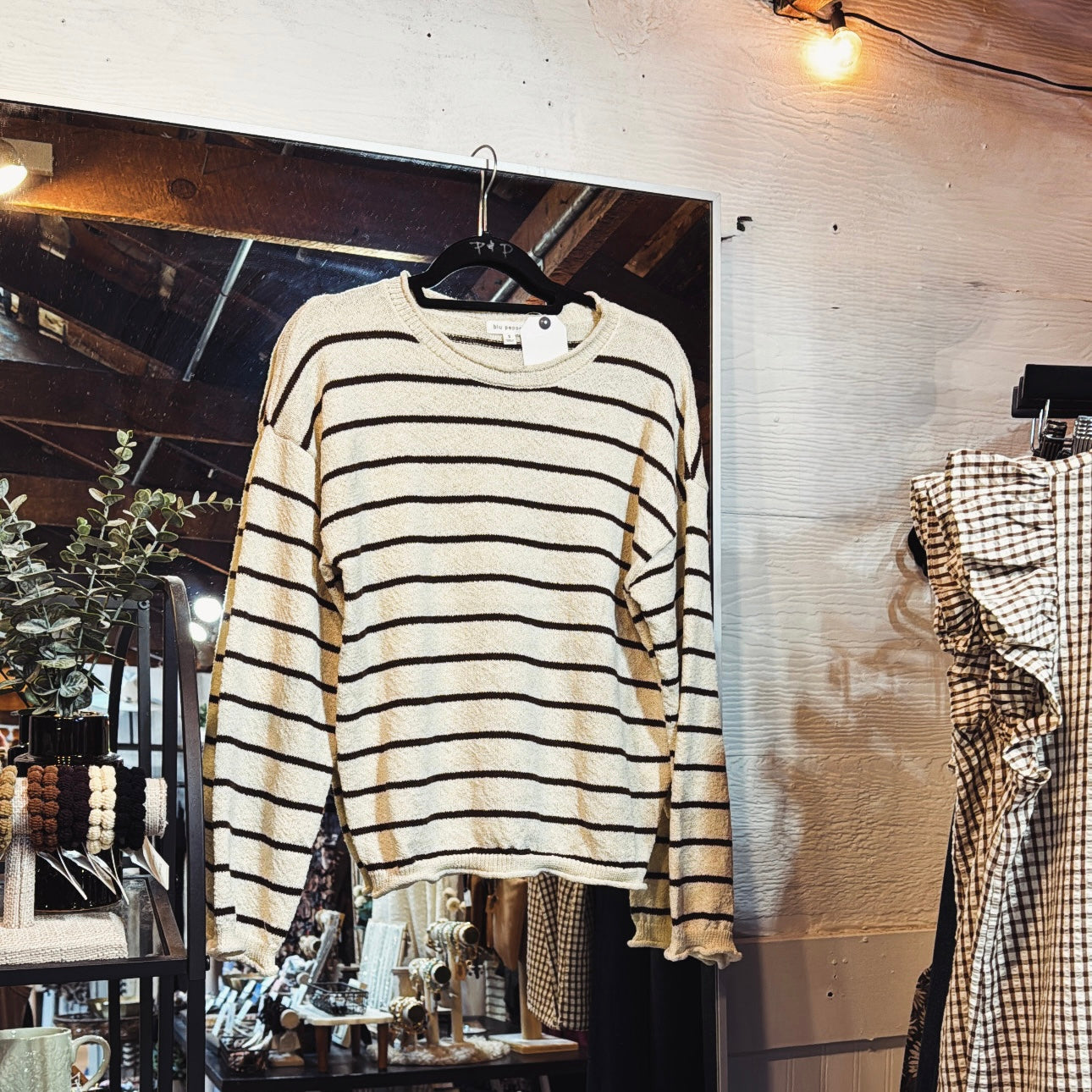 Cream/Brown Striped Pullover