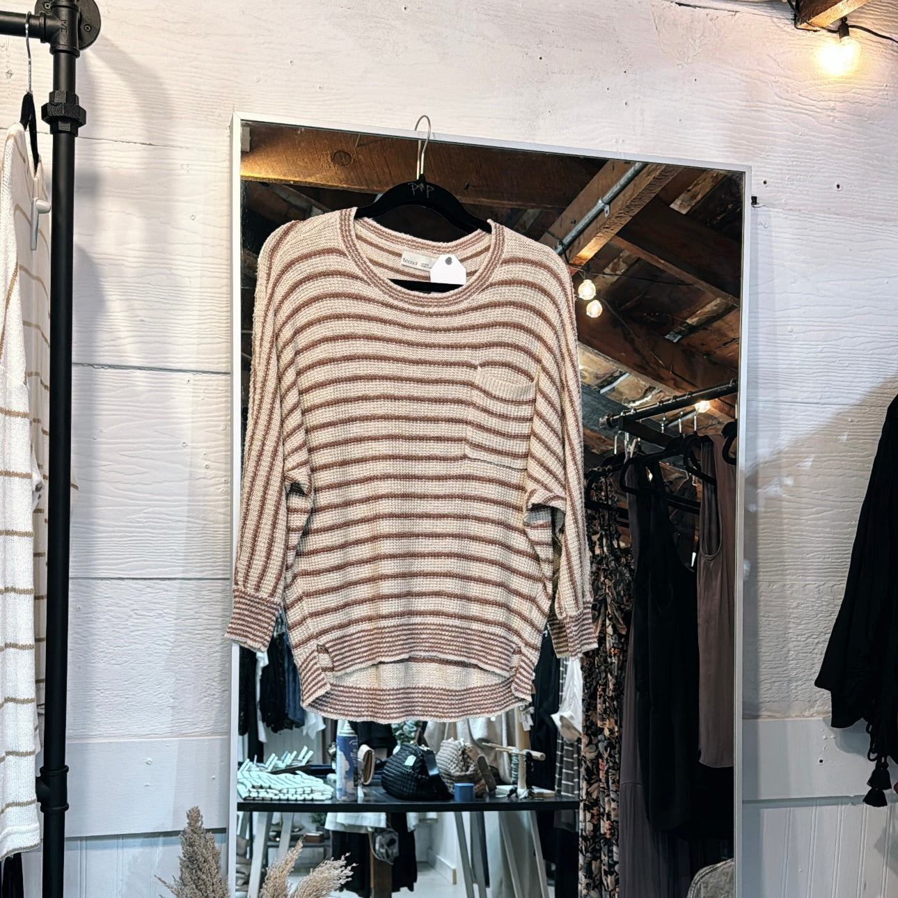 Dolman Pkt Stripe Sweater