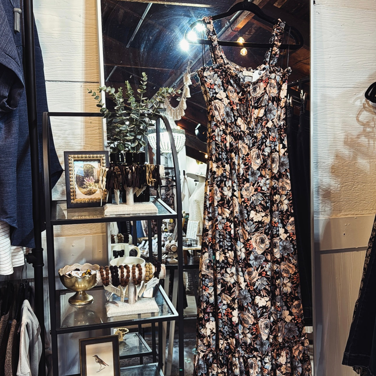 Blue/Blk Floral Maxi Dress