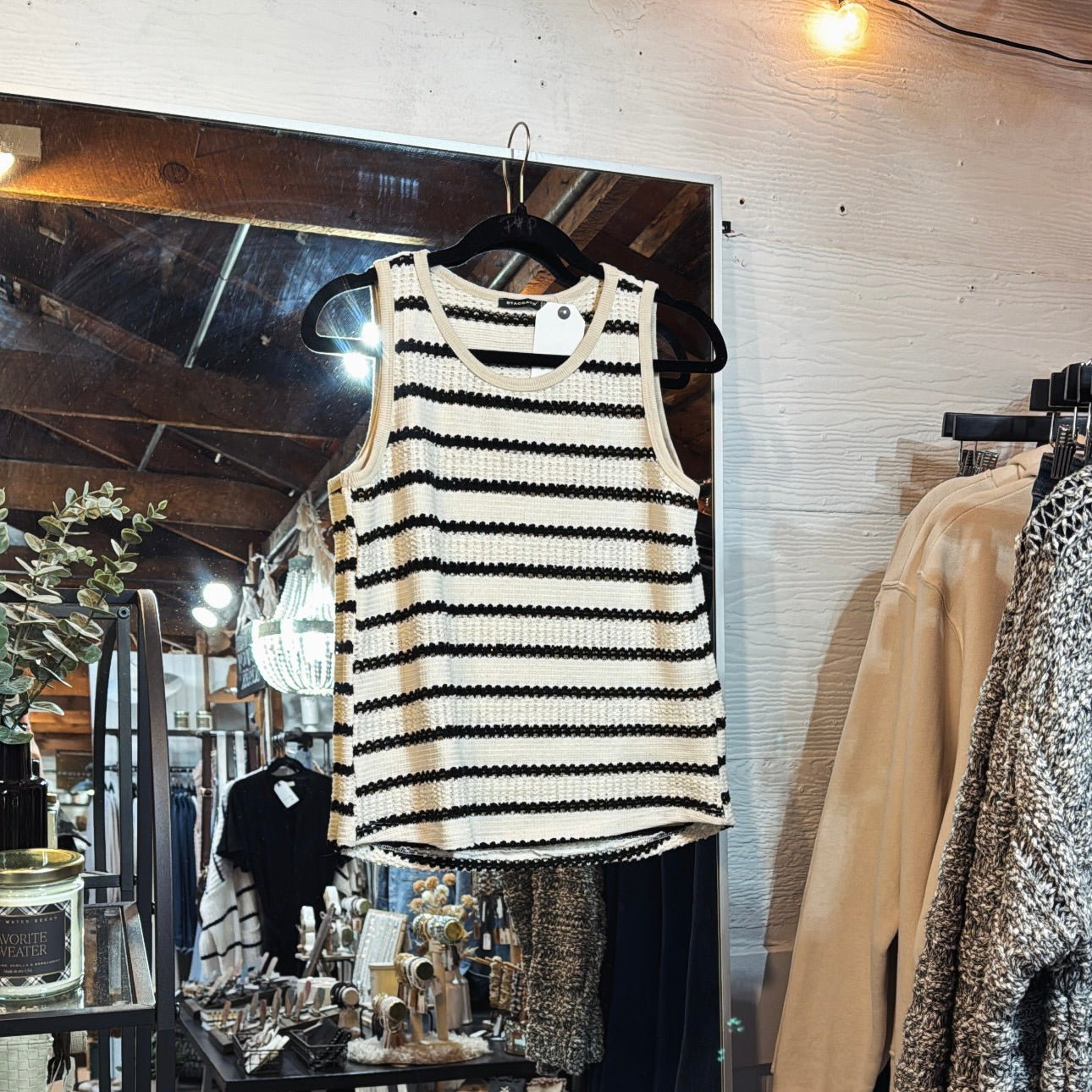 Pointelle Striped Tank