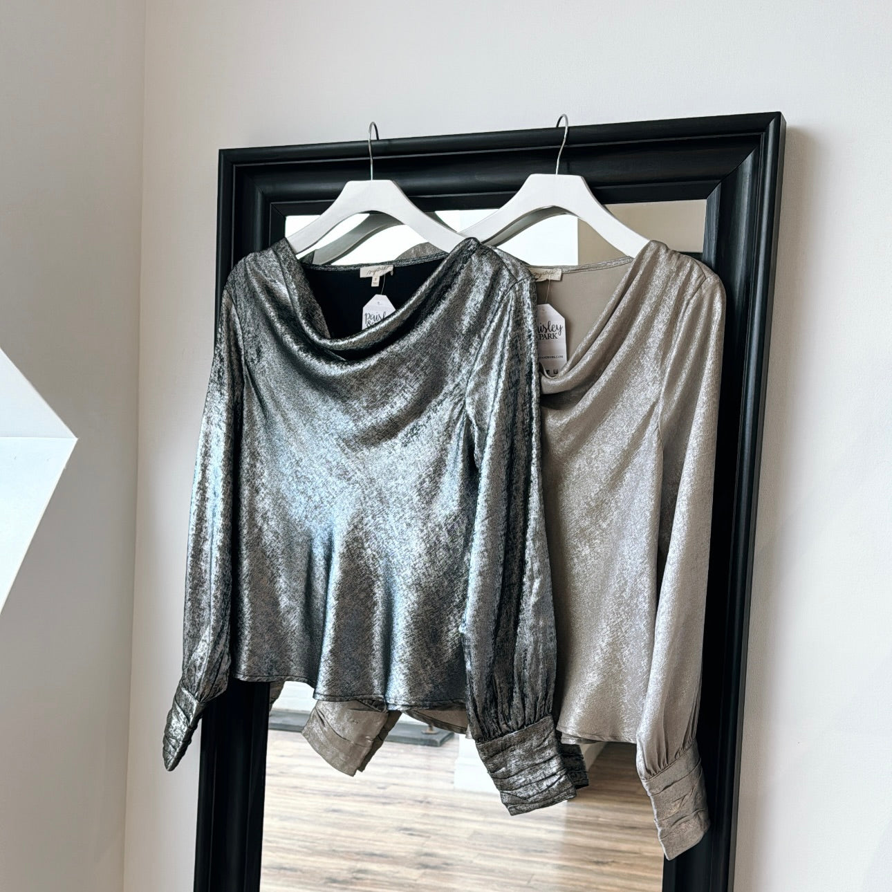 Metallic Cowl Blouse