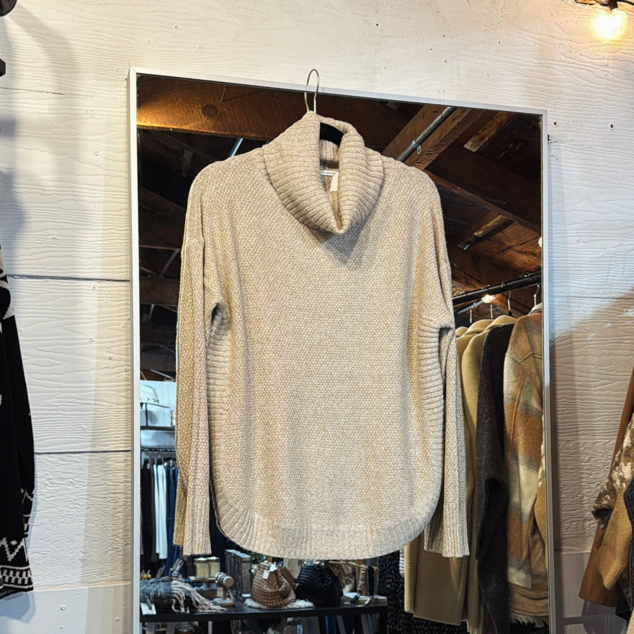 Waffle Cowlneck Pullover