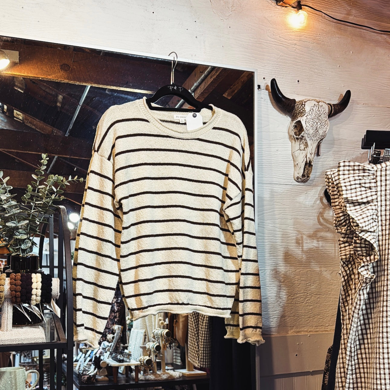 Cream/Brown Striped Pullover