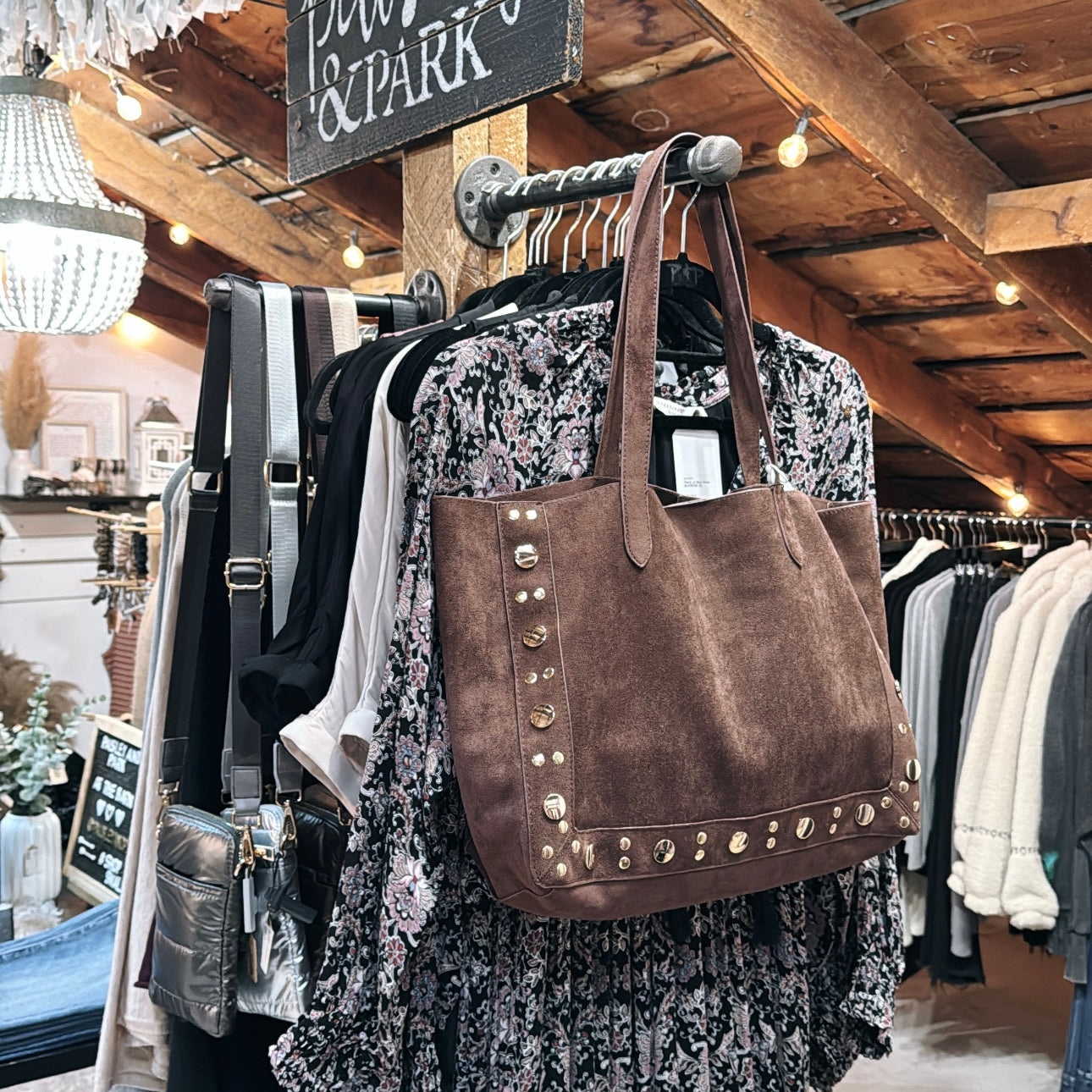 Studded FauxSuede Tote