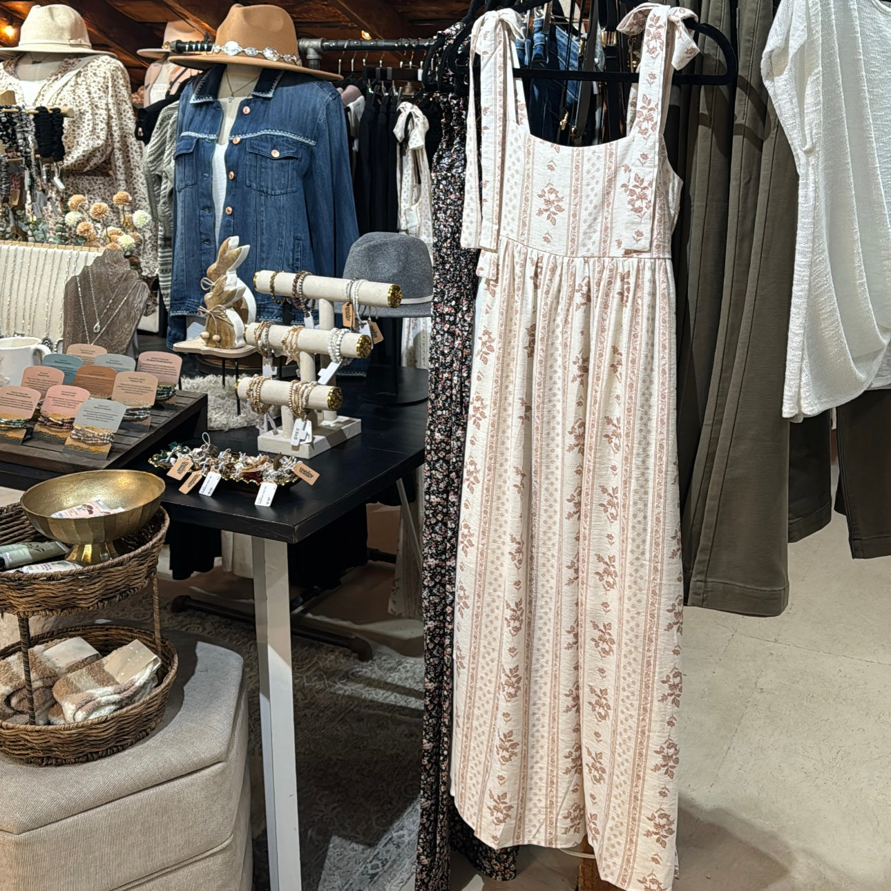 Floral&Stripe Midi Dress