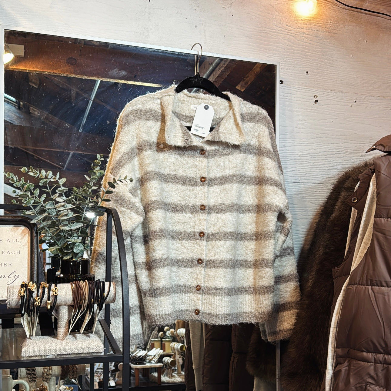 Cozy Stripe&Button Cardigan