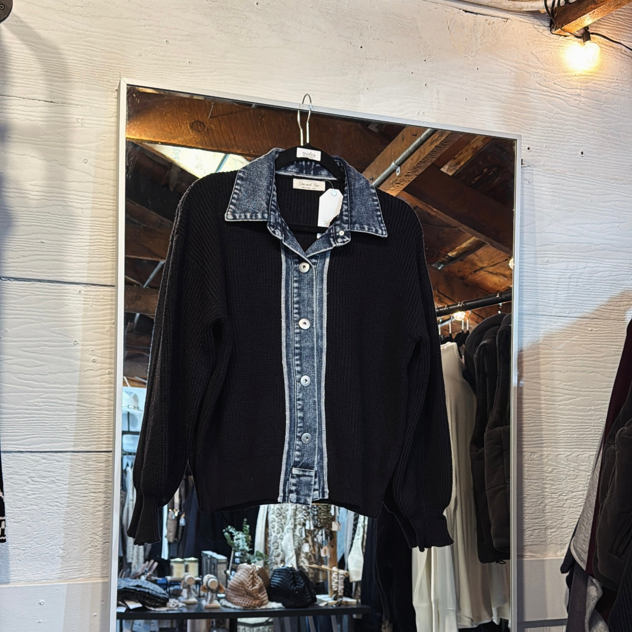 Denim Contrast Cardigan