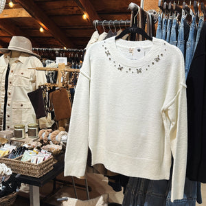 JeweledNeckline Sweater