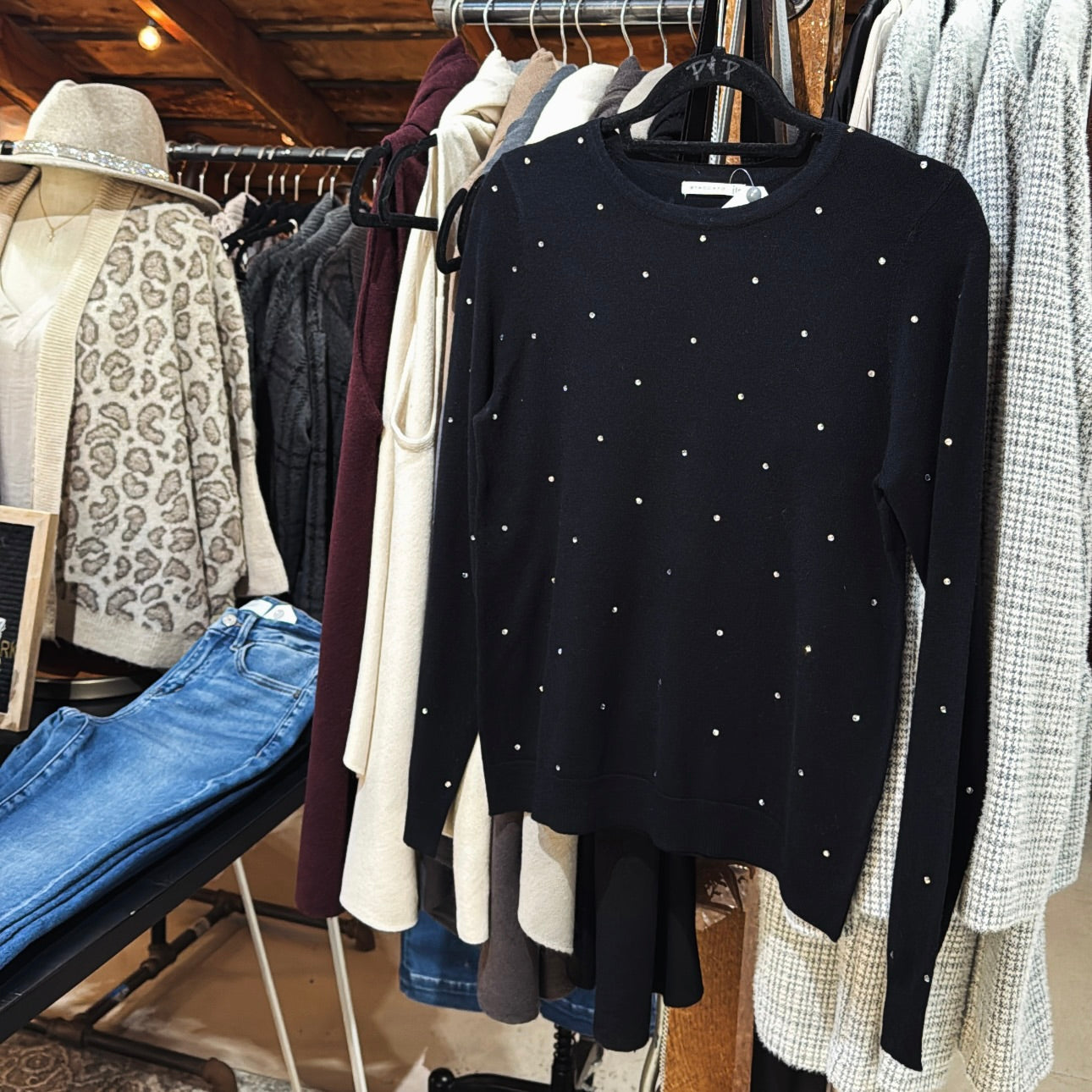 Crystal Detail Sweater - Black