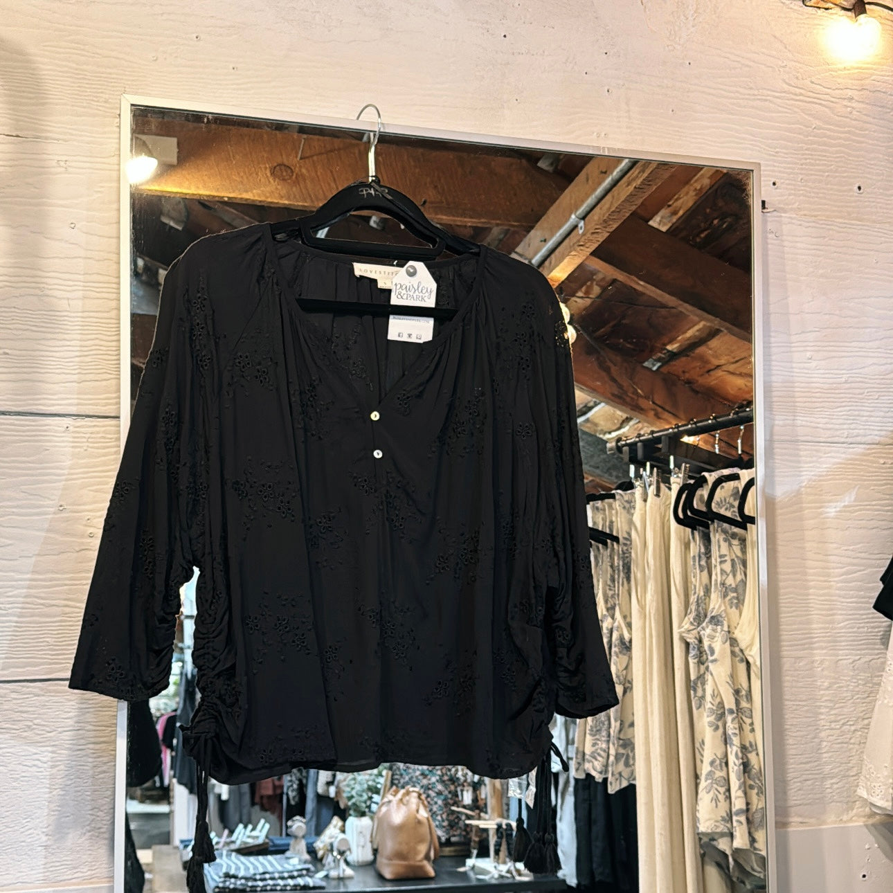 EMB & Shirred Blouse