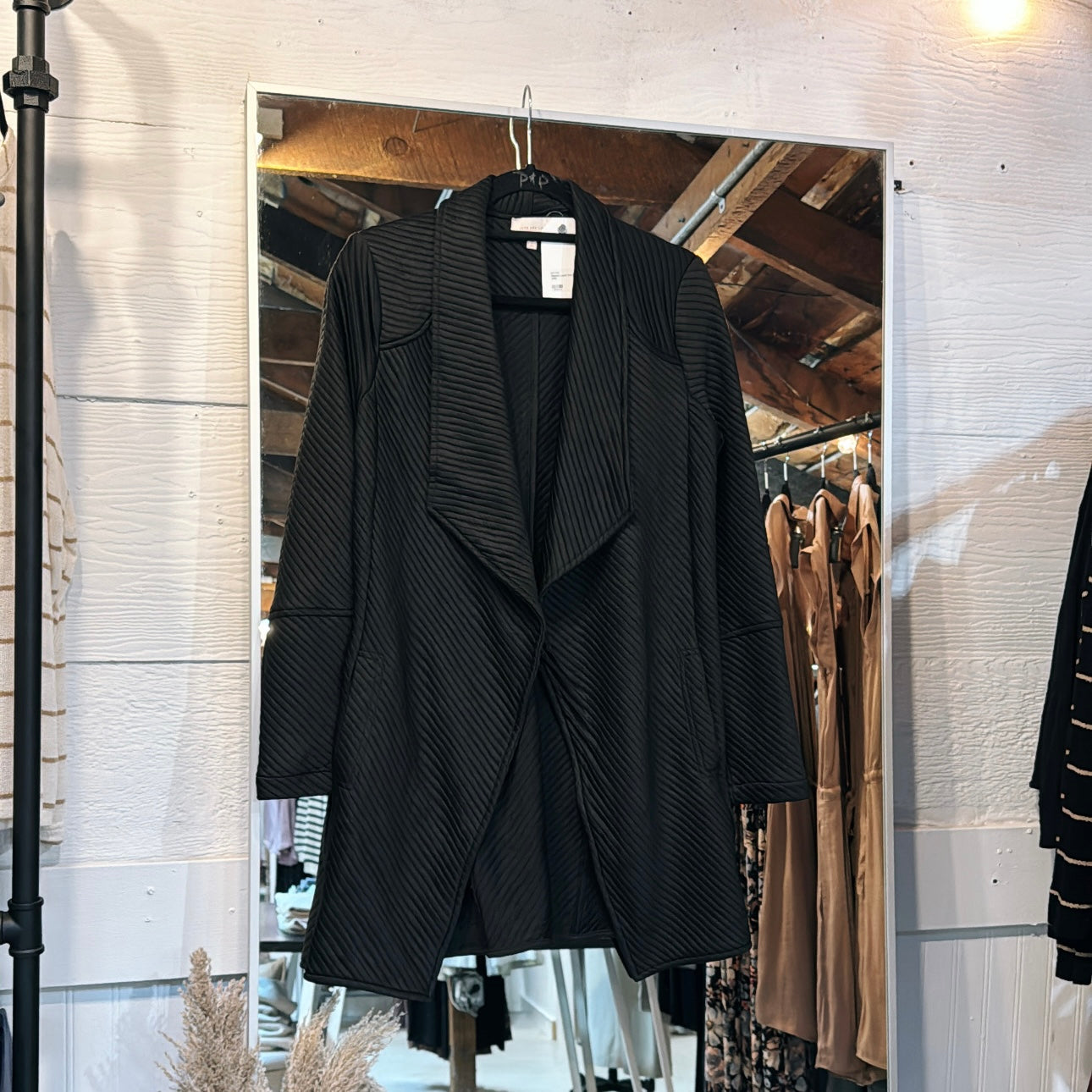 Ribbed Lapel Coat