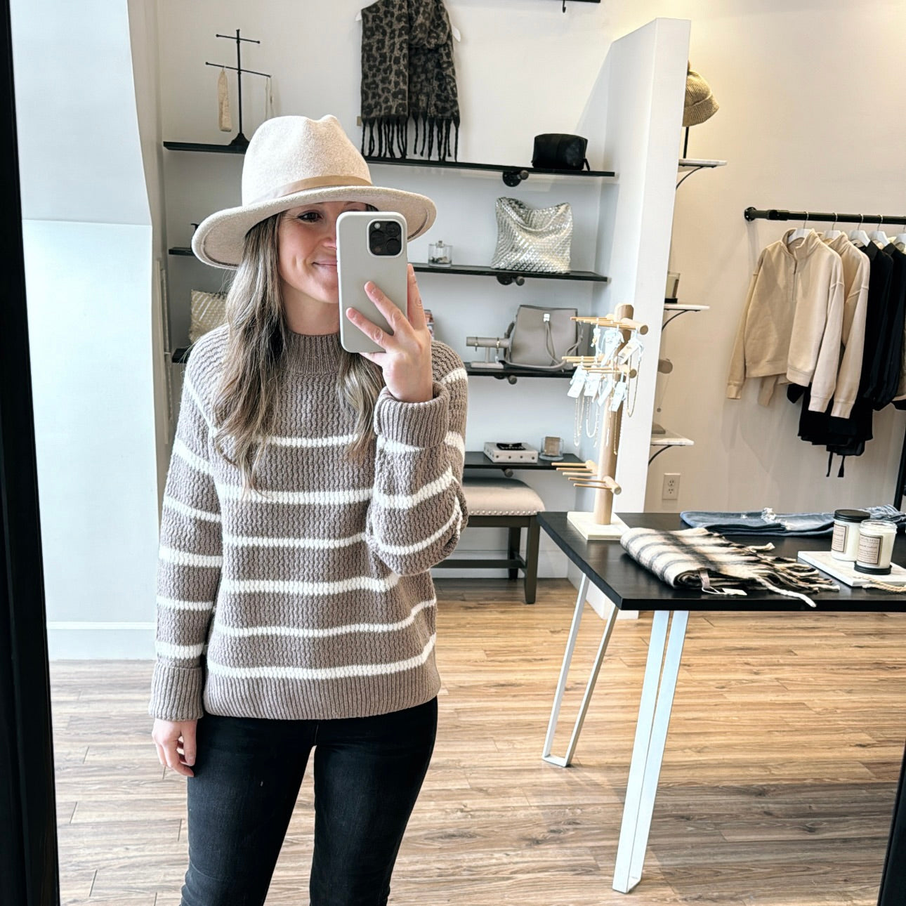 Mockneck Stripe Pullover