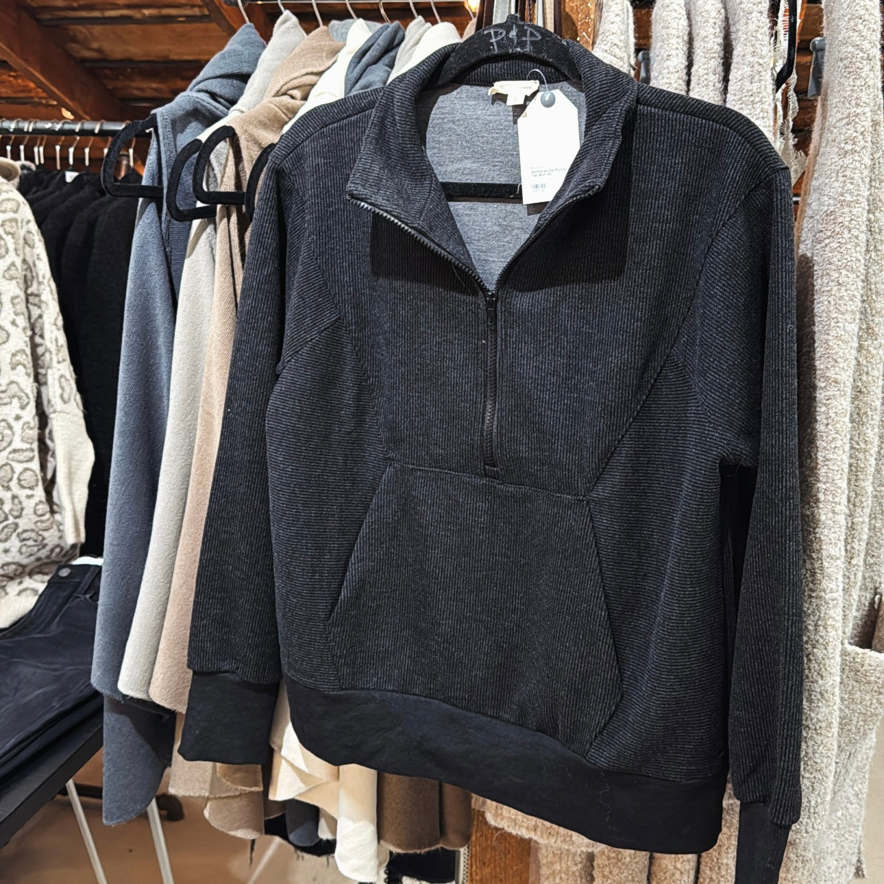 Heathered Zip/Pocket Top