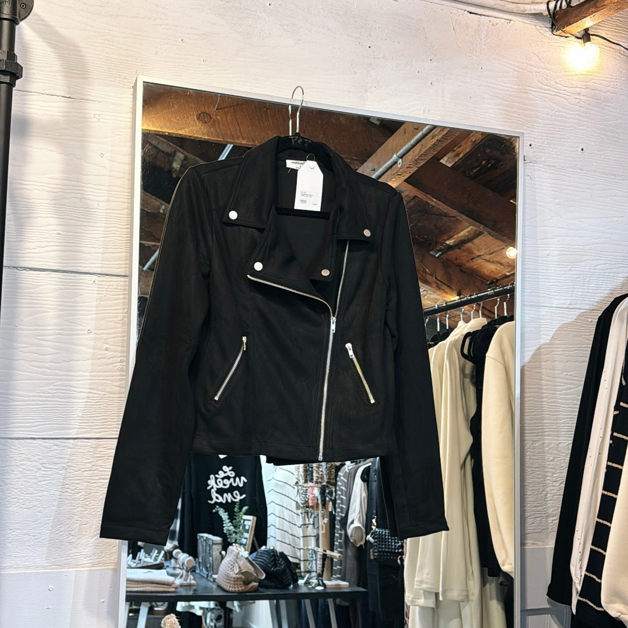 FauxSuede Moto Jacket - Black