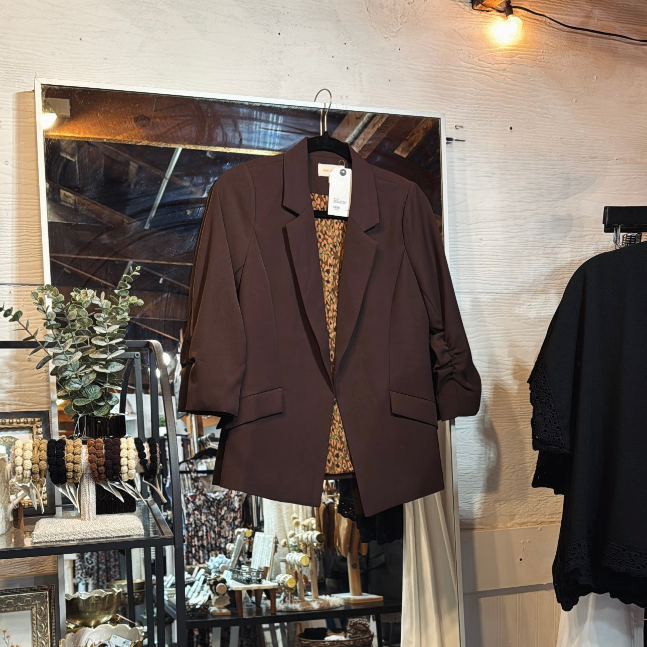 Cinched Sleeve Blazer - Espresso