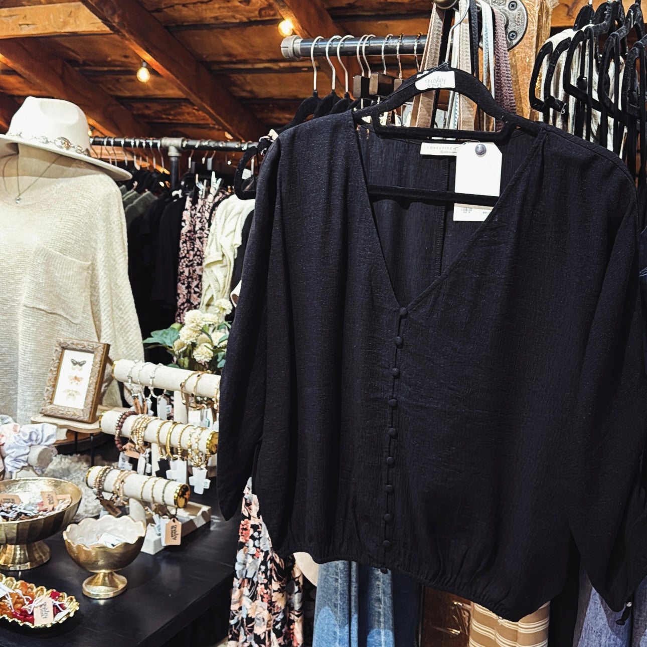 BubbleHem/Button Blouse